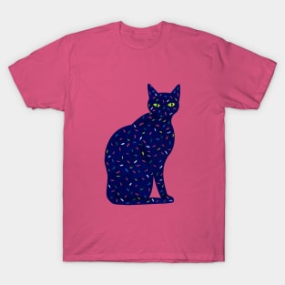 Cat Silhouette with Colorful Sprinkles T-Shirt